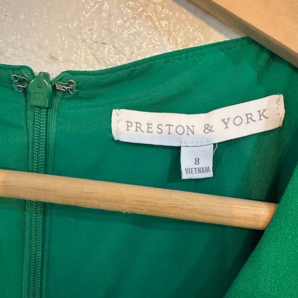 Preston & York - V Neck Tie Waist Green Jumpsuit - Size 8 - Picture 7 of 7